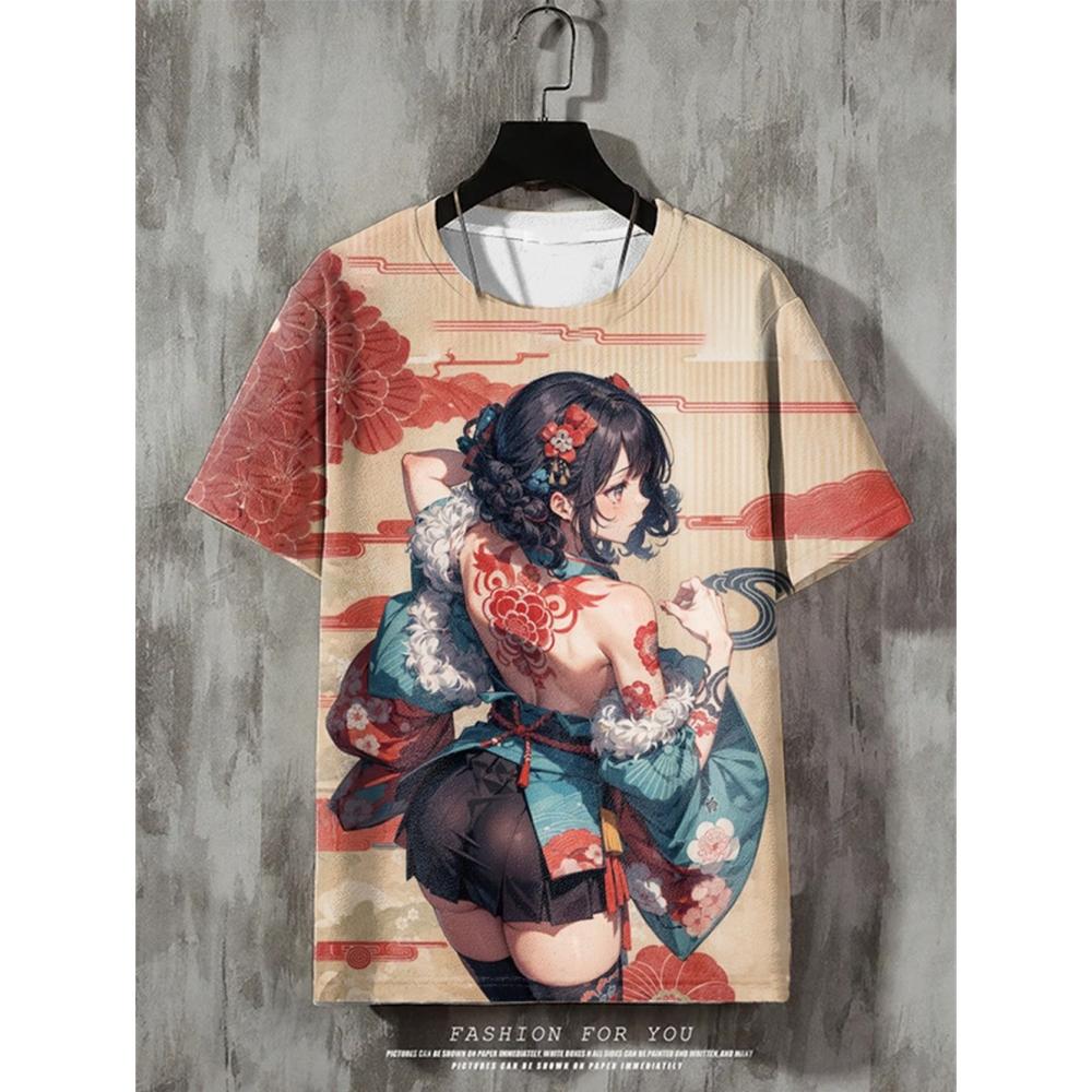 Anime Pánské tričko Retro Street Tričko s krátkým rukávem Pro muže Neformální 3D tisk Léto Top Prodyšné Volné Pánské oblečení
