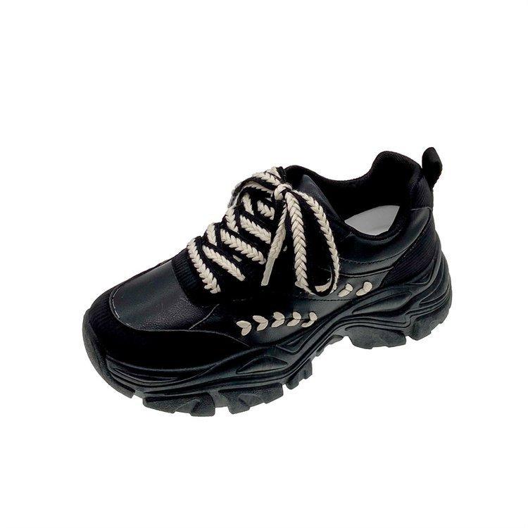 

Summer shoes women s new platform lace-up white shoes leather shoes casual sports 40 чёрный