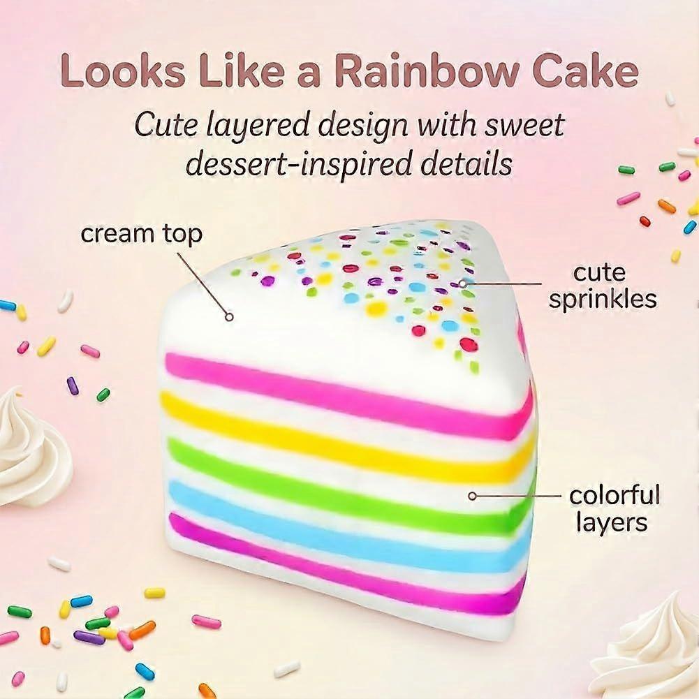 Squishy Torta Arcobaleno, Giocattolo Sensoriale Fidget Spremibile Jumbo a Lenta Risalita, Fetta Gigante di Torta a Strati Morbida per Sollievo dallo Stress per Adulti Regalo di Compleanno Festa F