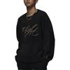 Jordan Flight Heritage Letter Crew Neck Loose Fit Fleece Lined Sweater Men's Black FD7390-045