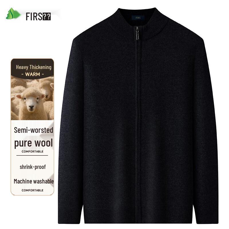 Shanshan Men's 100% Pure Wool Thick Knit Cardigan Sweater