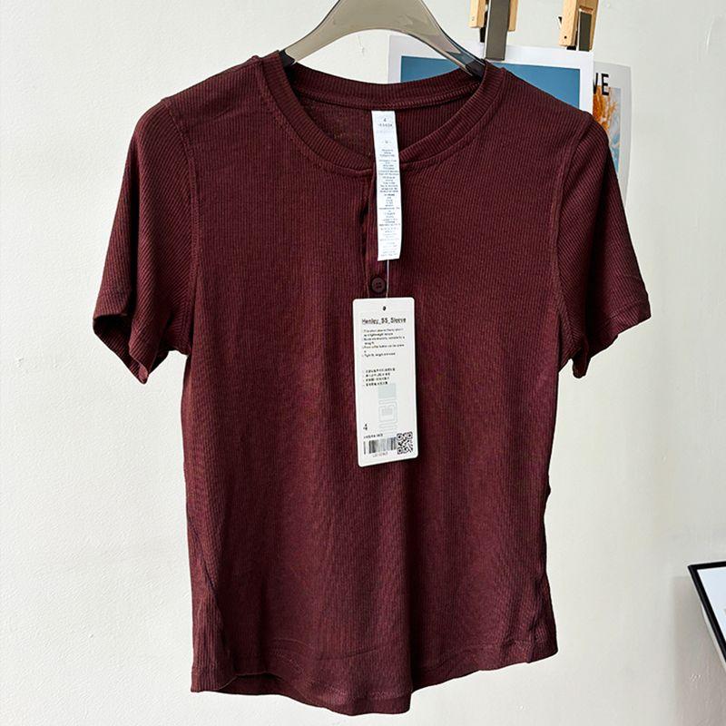 

Lu Same Style Henry Shirt Training Sports Short sleeve Women Summer Slim fit Yoga Clothes Top Breathable Workout Clothes T-shirt Coffee S