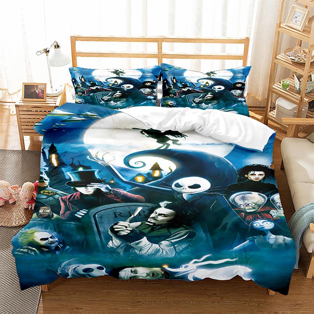 

Постельное белье в стиле Хэллоуина 3D Цифровая печать Пододеяльник Наволочка Комплект из трех предметов 90*190