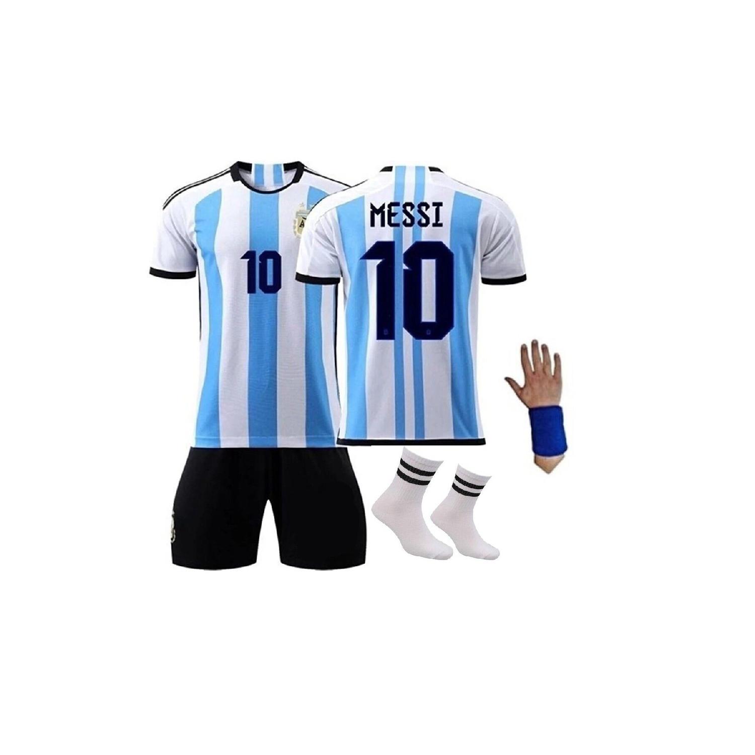 

Argentina Messi Blue Sticks World Cup Set Of 4 Kids Football Jersey 3 Stars 3-4 Yaş чистый