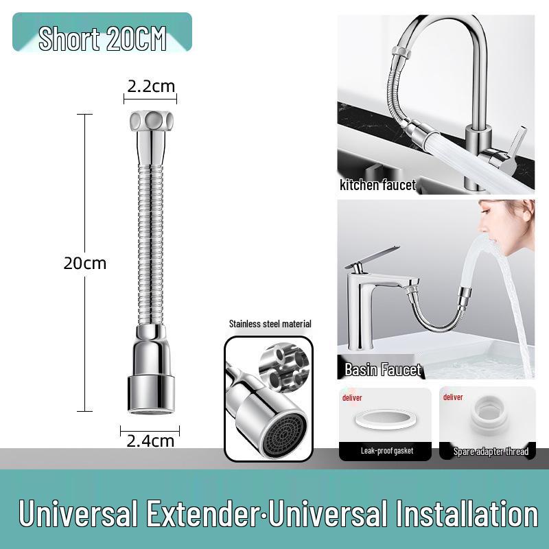 Universal Anti-Splash Faucet Extender with Rotating Joint for Balcony Use