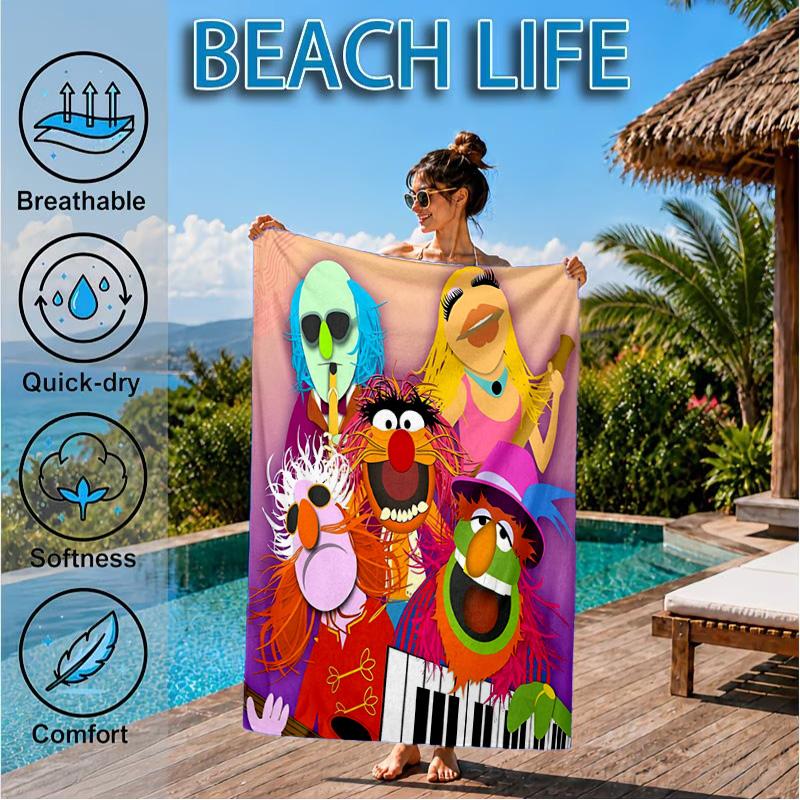 Muppet Rock Stars Beach Towel, Quick-drying, Easy to Care for, Suitable for Both Fitness and Beach Vacations,Sports Essential