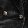 Damenmode Casual Gold Samt Knopf Tasche Jacke V-Ausschnitt Anzug Jacke