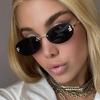 Women's Trendy Oval Rimless Rhinestone Sunglasses - European & American Style, Small Frame with Letter F Design