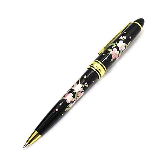 Maki-e Ballpoint Pen, Cherry Blossom, Pure Gold Powder, Lacquerware, Kaga Yamanaka, Luxury Writing Instrument with Case