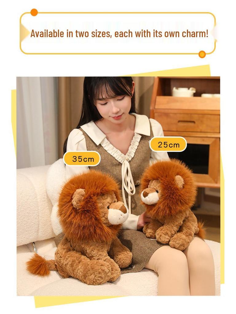 Pelúcia Leão Solar: Simulação de Zoológico Boneco Leãozinho para Crianças