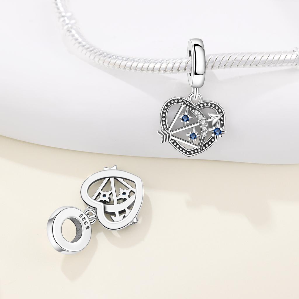 Cobre Calado Amor Lazo Flecha Colgantes Originales Pulsera Amuletos Encajan Joyería Fiesta Cuentas Diy Fino Regalo Accesorio