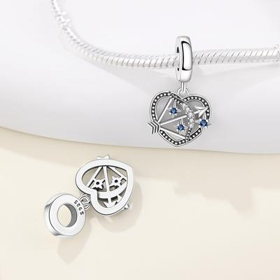 Copper Hollow Out Love Bow Arrow Original Pendants Bracelet Charms Fit Jewelry Party Beads Diy Fine Gift Accessory
