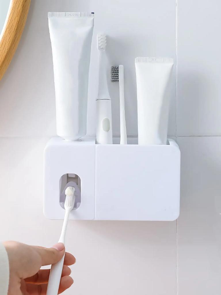 1 Pc - Fully Automatic Toothpaste Squeezing Machine, Toothbrush Holder