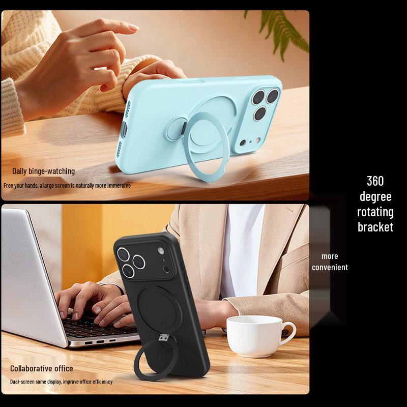 AI-Enhanced Camera Button with Silicone Magnetic Rotating Bracket for iPhone 17 Pro Max & Apple 16 Cases