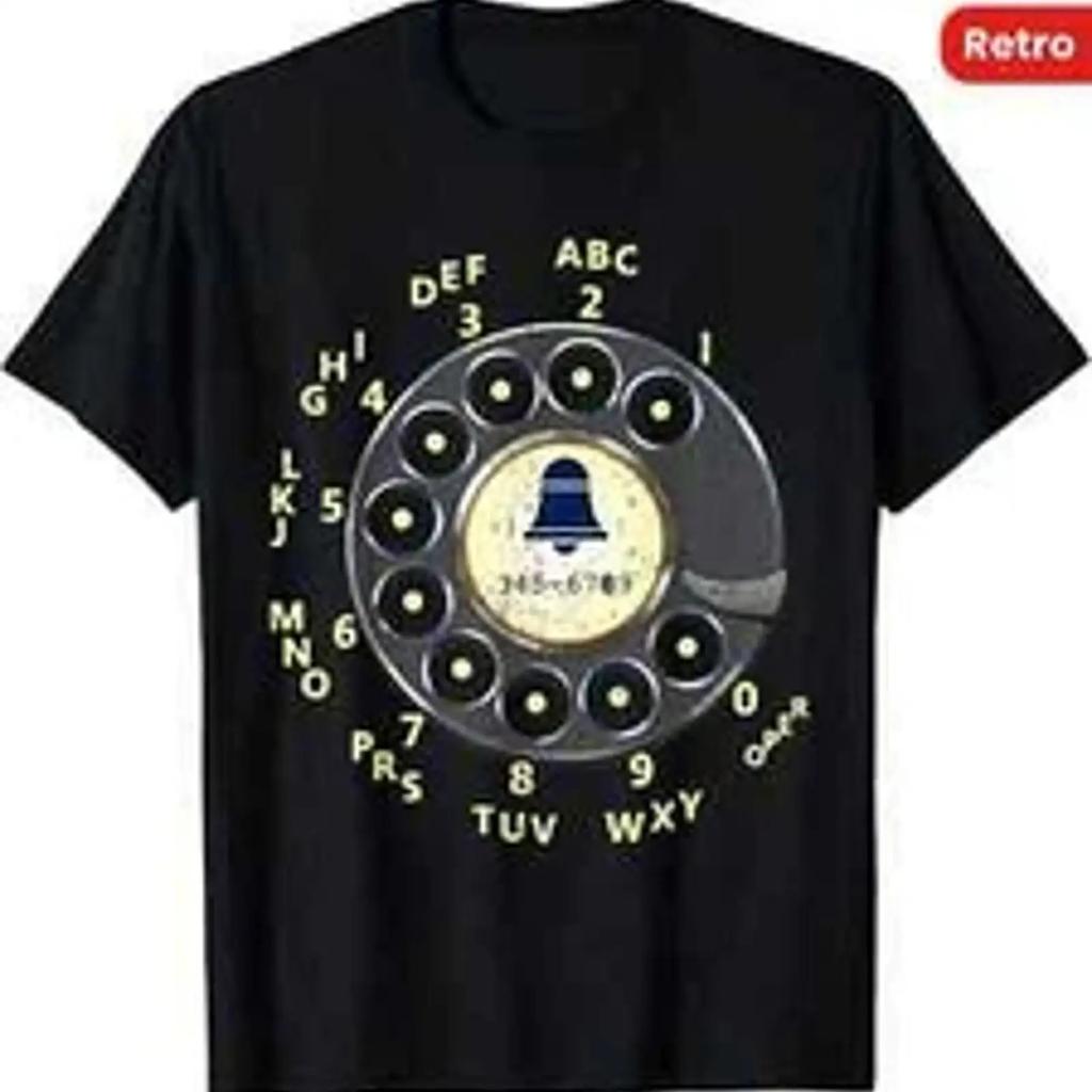 Vintage Retro Rotary Dial Telephone T Shirt Vintage Graphic Designer Clothes Homme Soft Stretched Slightly Comfortable