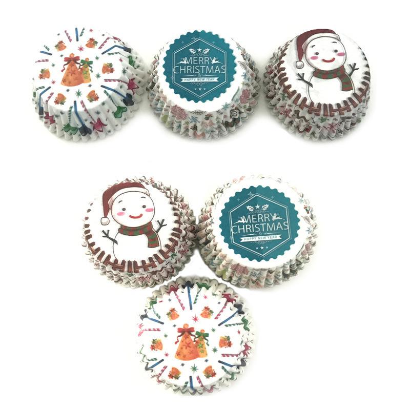 100Pcs/lot Merry Christmas Muffin Cupcake Paper Cups Cupcake Liner Baking Box X-mas Party Decorations Cake Trays Baking Tools