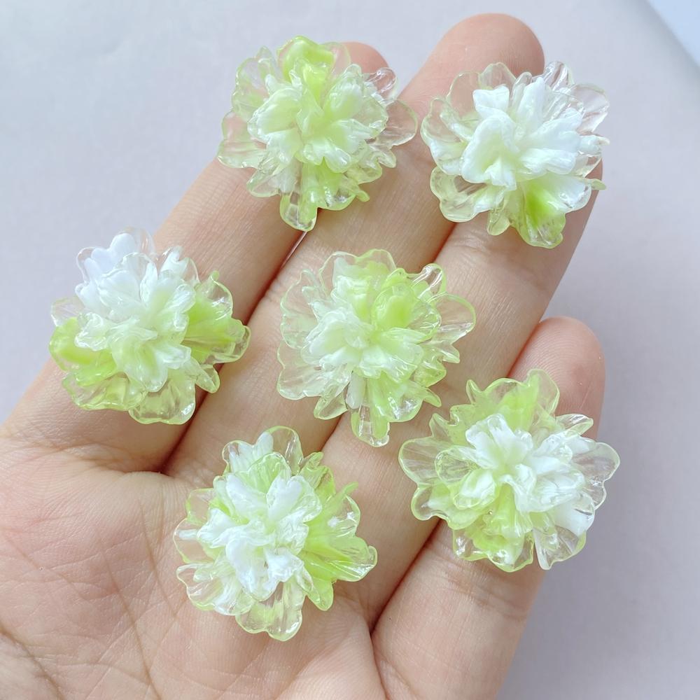 22mm Resin Colorful Gradual Candy Color Lotus Flat Back Flower Rhinestones Figurines Scrapbook Ornaments DIY Bow Clothing Crafts