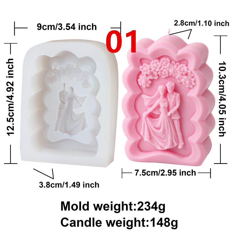 Wedding Couple Silicone Candle Soap Mold DIY Valentine's Day Wedding Dec Ornament Celebration Party Embellishments Mould