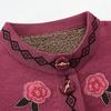Mom Cardigan Top Female Grandma Round Neck Pattern Knitted Sweater Plus Velvet Thickened Autumn Clothes for Middle-aged and Elderly People