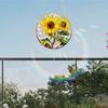 Sunflower Window Decor, Shatterproof Acrylic Glass Style Hanging Ornament with Rainbow Prism Effect, Easy Install Chain Included for Doors Patio,