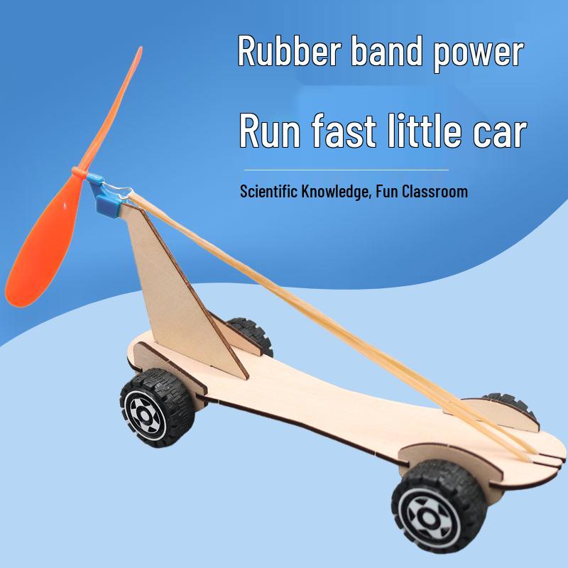 DIY Rubber Band Wind-Powered Car Kit: Educational Science Experiment Model