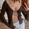 Jesienny Kolorowy Dzianinowy Kardigan Gładkie Swetry Koszulki Topy Ubrania Oversize Sxl