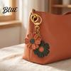 Small Floral Pendant Keychain Double Chrysanthemum Design Retro Style Soft