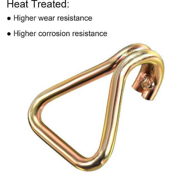 MECCANIXITY Ratchet Double J Strap Hook Load 4409 Lbs for 2" Tie Down Strap Webbing Car Truck Trailer Pack of 4 Zinc Color