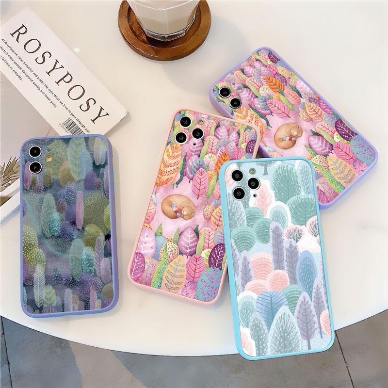 Colorful Tropical Forest Leaves Trees Hand Printed Phone Case For iphone 7 8 Plus SE 2020 11 12 13 14 Pro Max X XS XR Back Cover