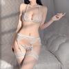 Extreme Temptation Open Sexy Lace No-Take Panties Three-Point Uniform Suspender Buckle Stockings Set