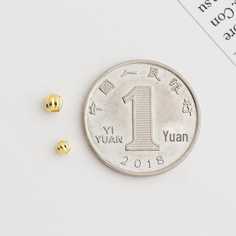 Gold-Plated S925 Sterling Silver Round Watermelon Spacer Beads for DIY Jewelry Accessories