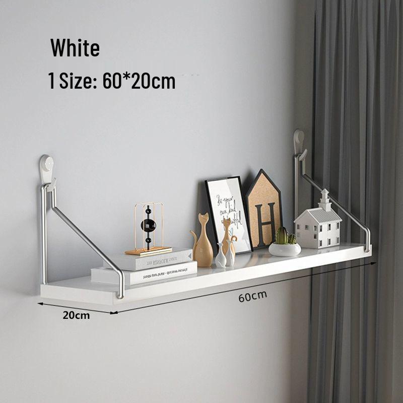 Punch-Free Wall-Mounted Iron Art Storage Rack for TV, Living Room, or Bedroom Décor.