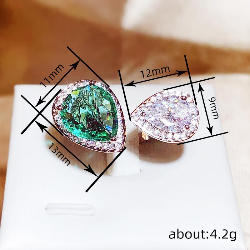 Offener verstellbarer Damenring, Schmuck mit mikro-eingelegtem Zirkon in Wassertropfenform, edler und eleganter Schmuck