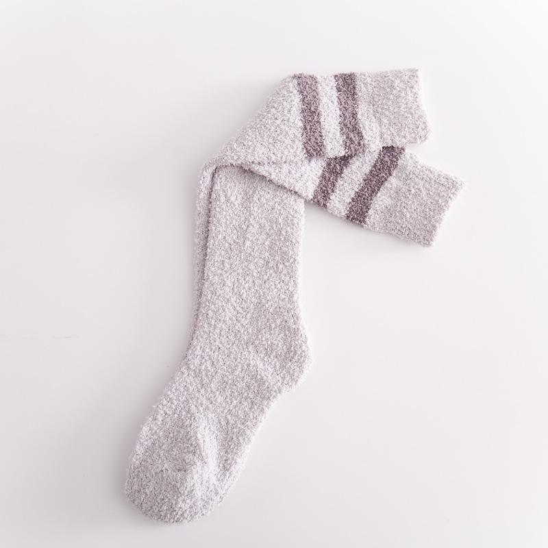 5/10 Pairs Casual Coral Velvet Socks for Women No Shedding Two Stripes Calf Length Socks Knee High Women's Socks Warm Long Socks Home Socks