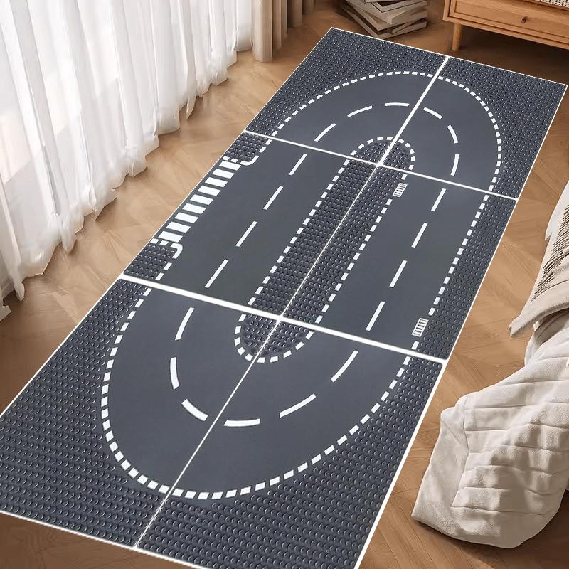 Educational Farm Town Play Mat Interactive Road Rug with Barn Animals Traffic Signs Learn Farm Life Road Safety Kids Room Carpet