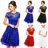 Summer Style Fashionable Round Neck Short Sleeved Lace Lace Dress