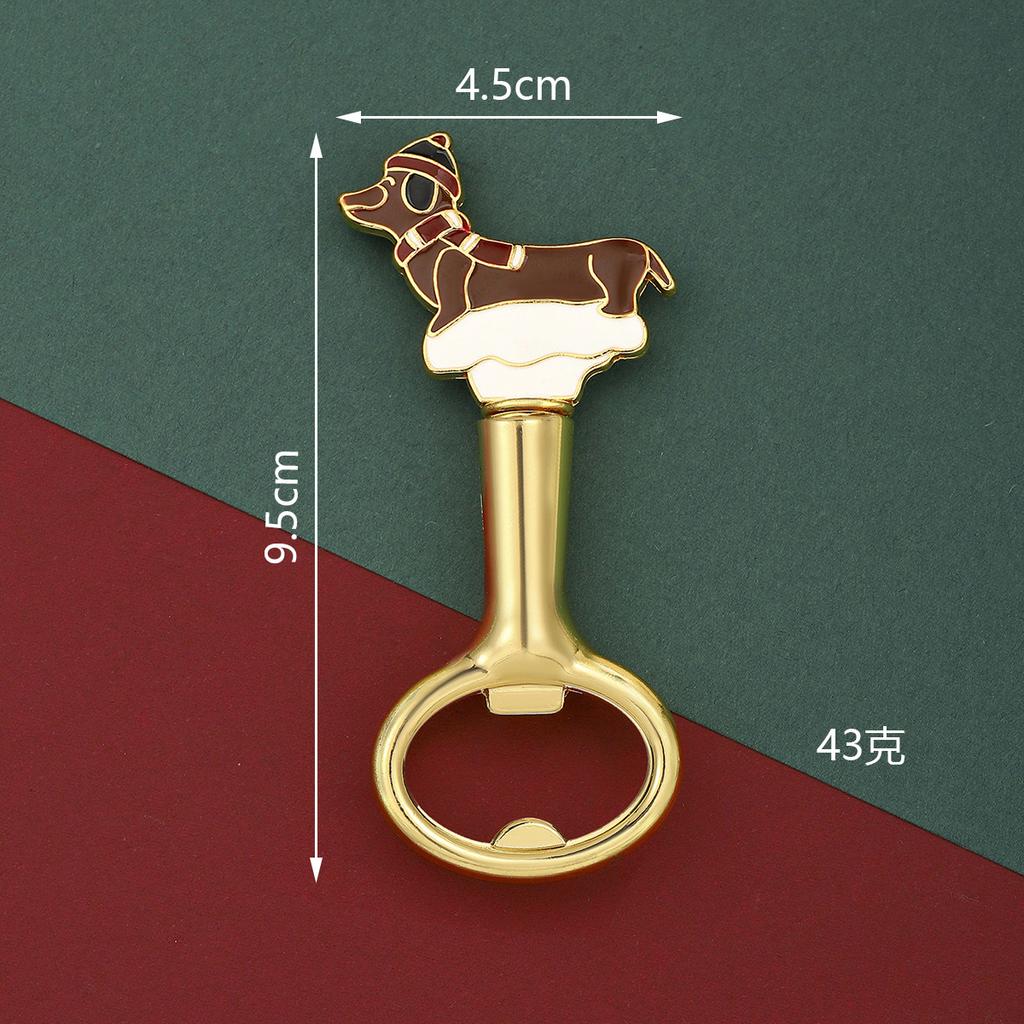 1pc New Christmas Bottle Opener Creative Dog Bear Gift Hat Design Beer Bottle Opener Screwdriver Small Gift