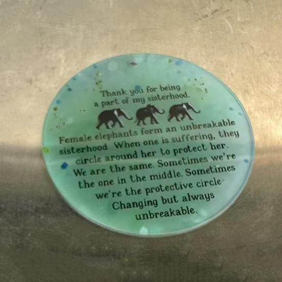 Yousheng Round Elephant Sisterhood Sea Glass Ornament Handmade Acrylic Sea Glass Art Christmas Hanging Ornament Friendship Keepsake Gift for Sisters