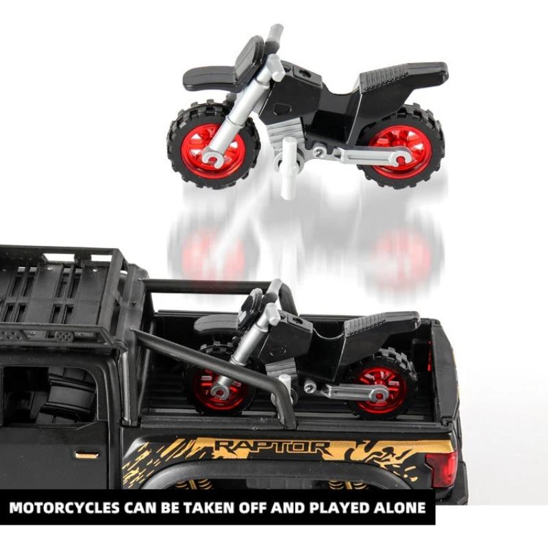 1/24 FORD Pickup Trucks for Boys F150 Raptor Diecast Metal Model Car with Sound and Light for Kids Age 3 Year and Up Blue