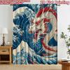 2D Flat Printing 2pcs Curtain Window Curtains Dragon Amidst Ocean Waves Digital Printed Polyester Drapes Family Party Perfect