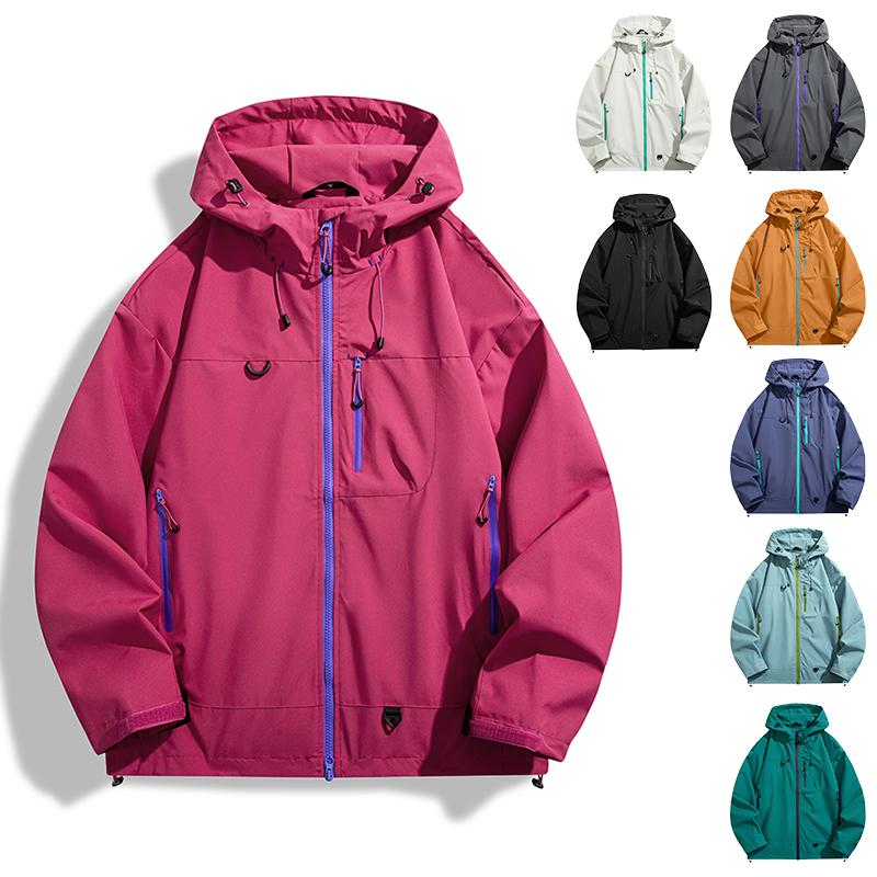 Men's Hard Shell Jacket Waterproof Windproof Outdoor Hiking Hooded Coat