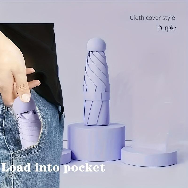 Mini guarda-chuva dobrável de cor sólida, 6 nervuras, casual, leve, durável, portátil, para homens e mulheres
