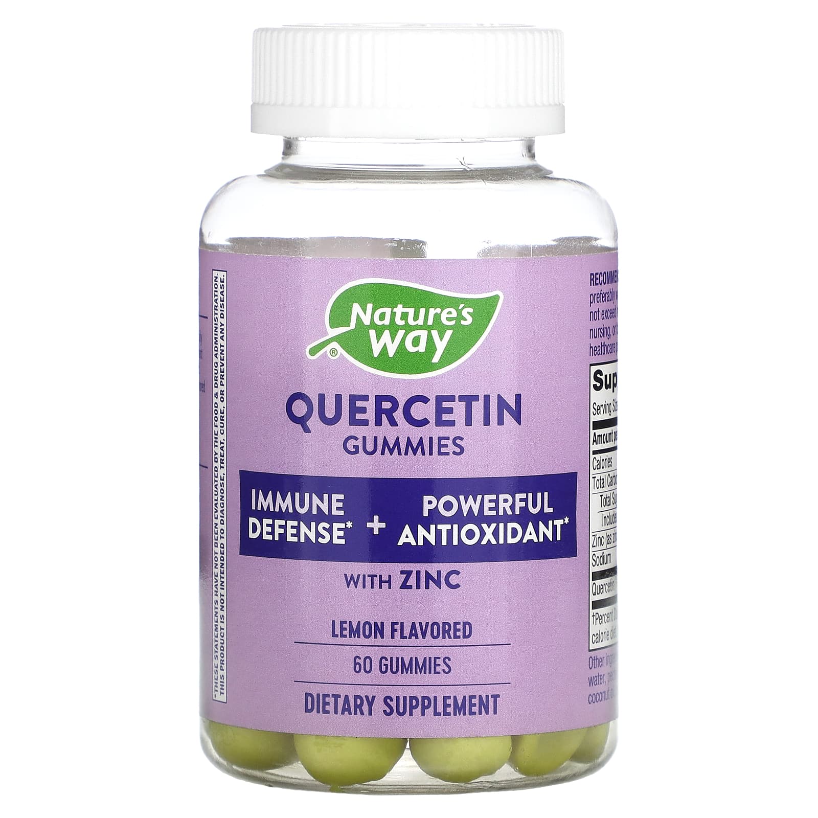 

Nature S Way, Quercetin Gummies, with Zinc, Lemon Flavor, 60 Gummies