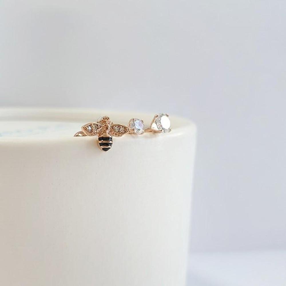 

1+1+1 Rose Gold Honeybee Cubic Piercing 3-Piece Set (S6317292)