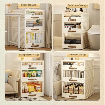 Organizador de cajones de plástico para el hogar, apilable, plegable, con asa, extraíble, para armario, organizador de escritorio y otros artículos.