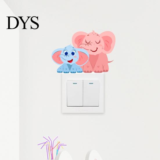 Decorative Party Scene Accents Cute Elephant Switch Sticker, PVC Waterproof Light Decal, Protective Cover for Safe Electrical Surround Stickers