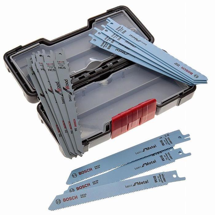 Lames de scie sauteuse - bosch - wood and metal basic - set de 15 pièces - modèles s 918 af, s 918 bf, s 617 k
