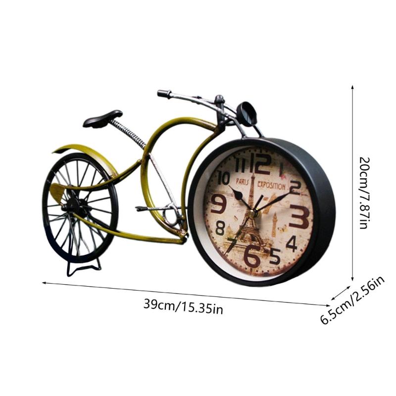 Ceas Model Bicicletă Retro, Fabricat Artizanal din Fier, Ceas de Masă Creativ Model Bicicletă, Ceas cu Alarmă pentru Iubitorul de Decorațiuni Vintage