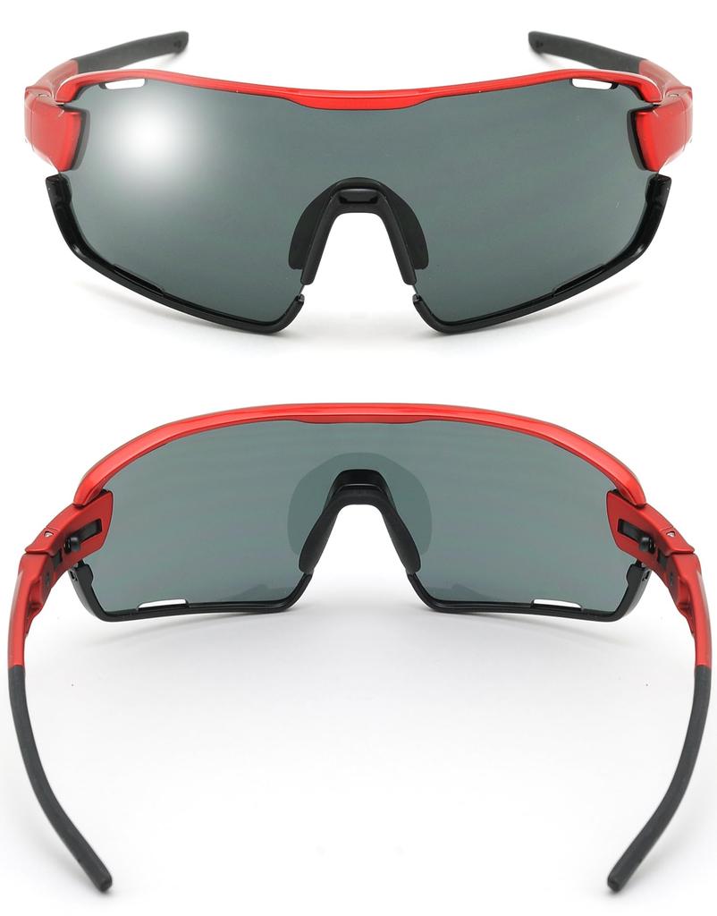 Polarized Sports FIT Customizable A-Fit Men's Sunglasses, MASTER, Full-Rim, Fit, Red/Polarized Smoke, AF-805-C2-PSM-S
