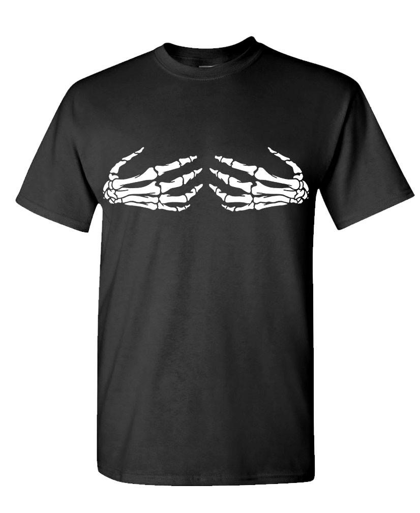 SKELETON HANDS ON BOOBS - Unisex Cotton T-Shirt Tee Shirt S разноцветный